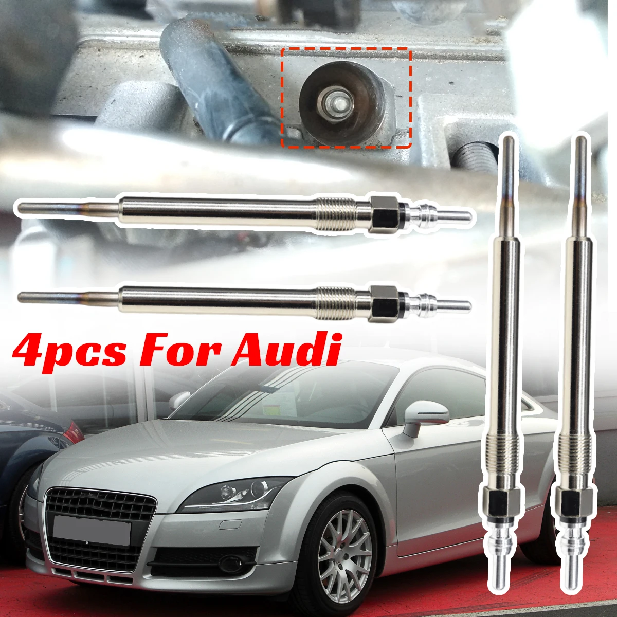 

4PC Diesel Heater Nickel Plating Glow Plugs 4.4V 03L963319 for Audi A3 8P 8V A4 B7 B8 B9 A6 C6 C7 C8 TT 8J FV 1.6 2.0 TDI Parts