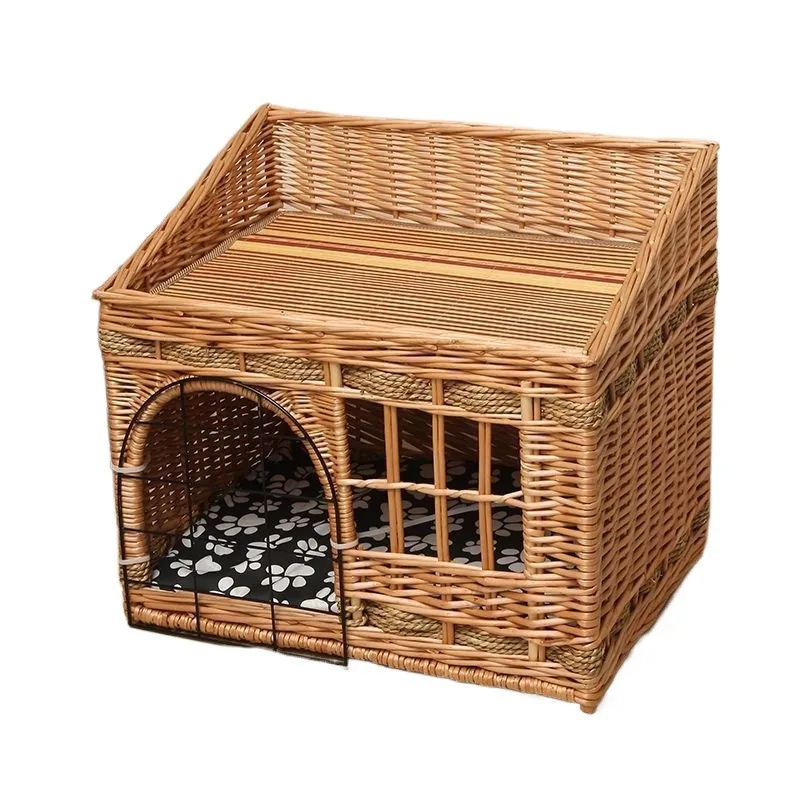 HONEY PET Universal Summer Cool Rattan Cat Nest Double Layer Cage House Villa Nest Accessories All-Season Summer Cat Accessories