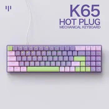 유선 기계식 게이밍 키보드, 핫 스왑 가능 RGB 백라이트, 심플한 디자인, DIY 키보드, PS4 PC Win Mac 게이머용, K65 