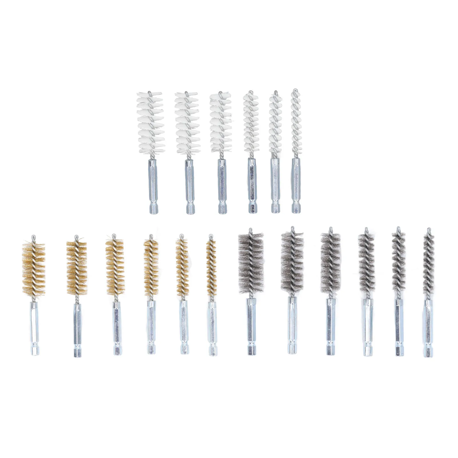 6PCS Bore Brush 4in Drilling Brush Twisted Wire Cleaning Hole Brush 6 Size with 1/4in Hex Shank for Electric Drill Impact Driver