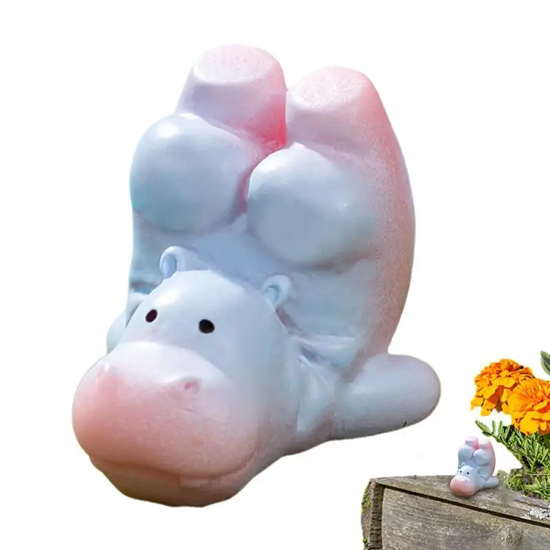 Hippo Statue Car Interior Animal Accessory Resin Animal Figurines For Bookshelf Bedroom Tiny HippopotamuFigurines