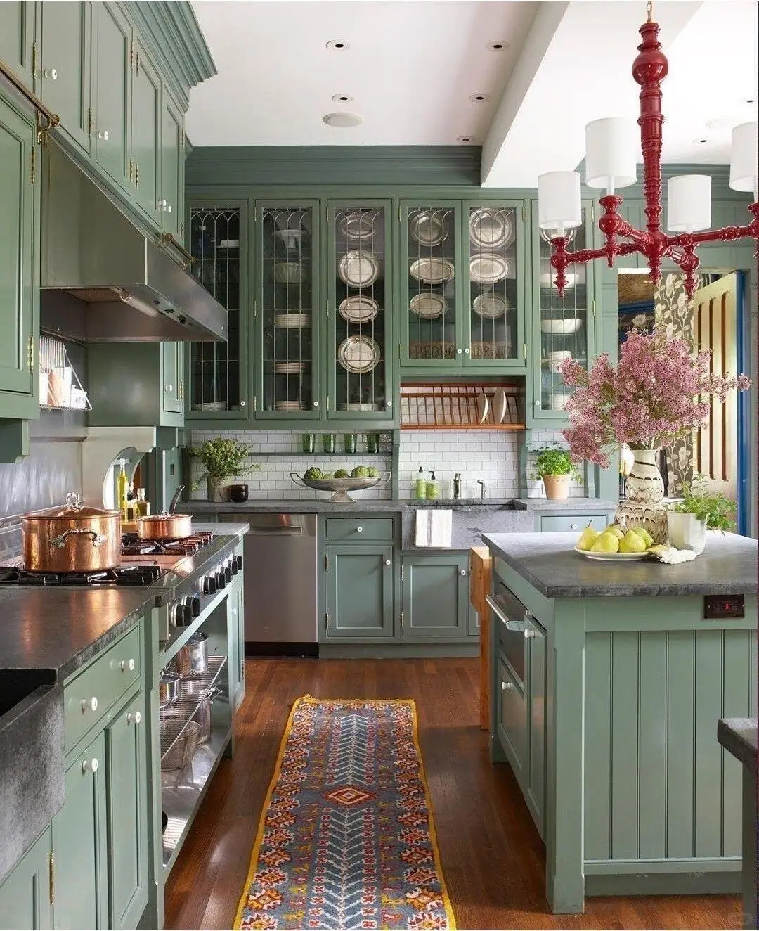 Green solid wood cabinet
