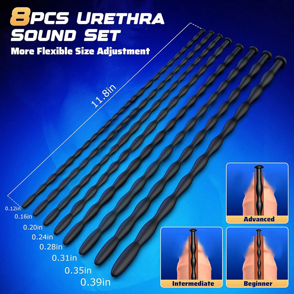 Urethra Sound Penis Plug Toy - 8 PCS Silicone Dilators Catheters & Sounds Set Urethral Plug Male Sex Toys, Sounding Rods Urethra - Image 3