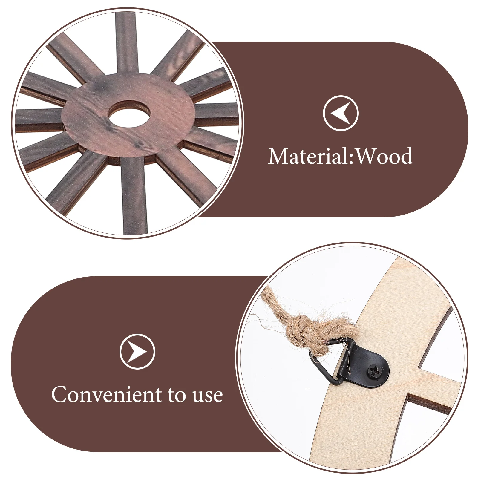 

Solid Wood Hanging Wheel Decor 25x25cm Vintage Wagon Wall Craft Ornament for Home Office Garden Outdoor Rustic Wooden