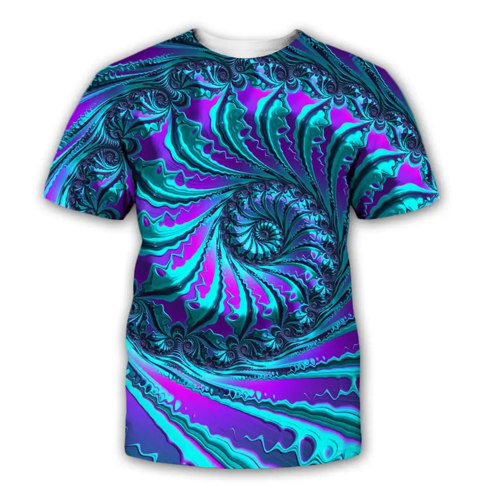 Abstract fashion T-shirts for men and women, casual short sleeved shirts, dreamy 3D fractal art prints, innovative men\'s clothin