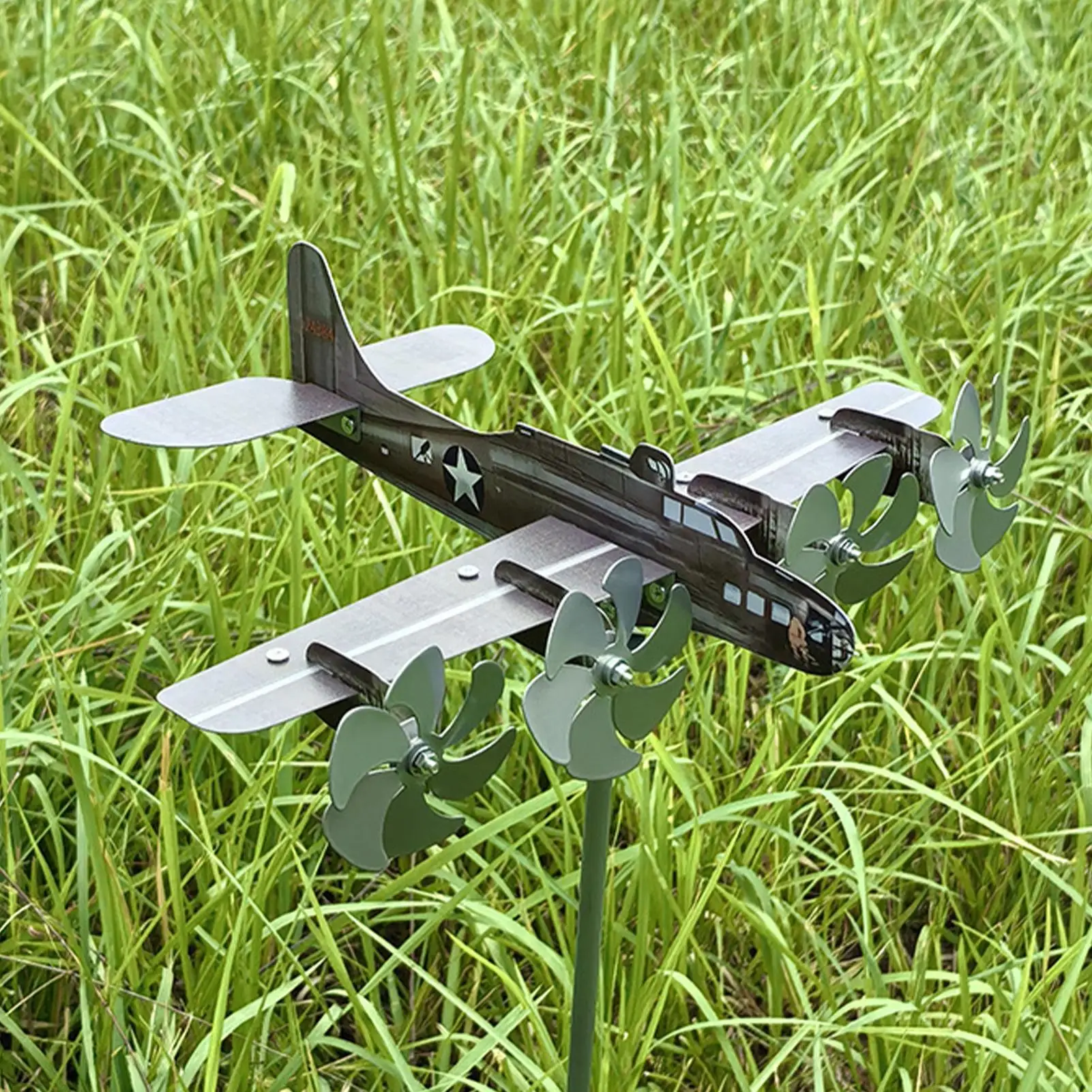 Catavento Decorativo de Avião para Jardim e Pátio, para Amantes de Aviação e Veteranos, para Quintal Frontal