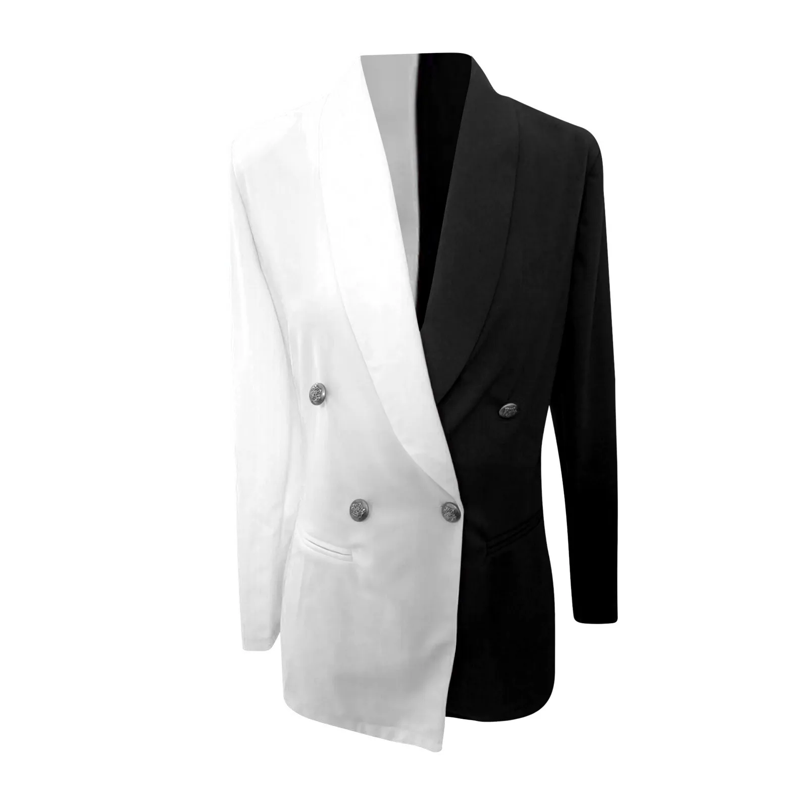 Women Blazer 2024 Winter Slim Long Sleeve Elegant Female Suit Double Black White Breasted Coat Jacket Office Dress Coat