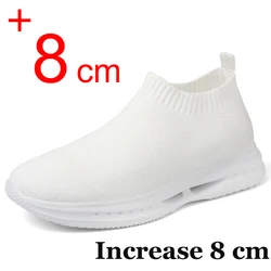 Men's Vulcanized Shoes Elevator Shoes Fashion Breathable Invisible Heightening Sneakers Man 8CM 6CM Height Increased Socks Shoes