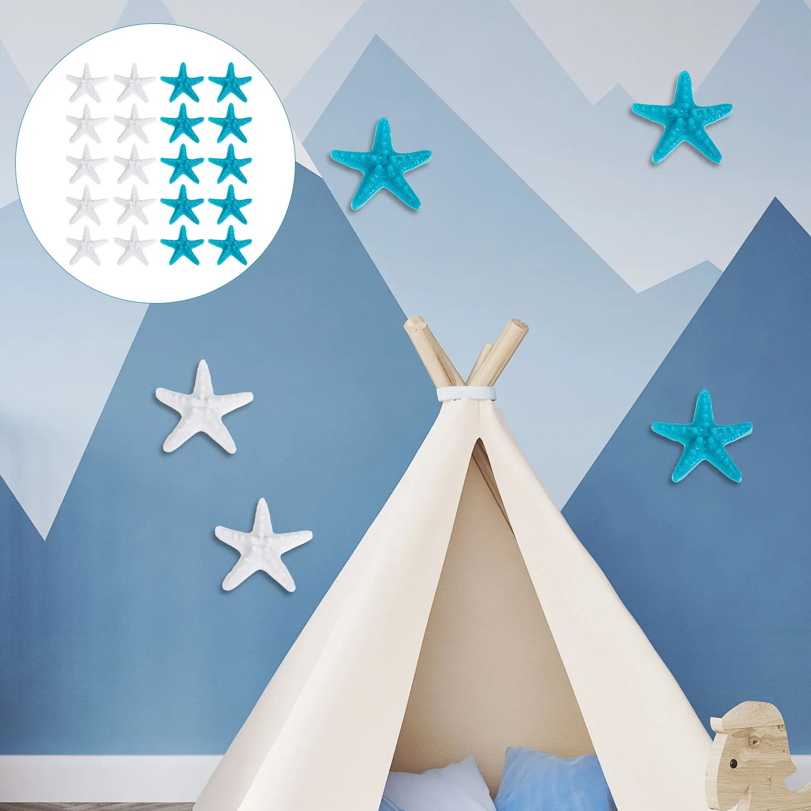 

20Pcs Sea Star Wall Decor High Quality Plastic Simulation Mediterranean Style for Bedroom Home Coffee Shop Ocean Theme