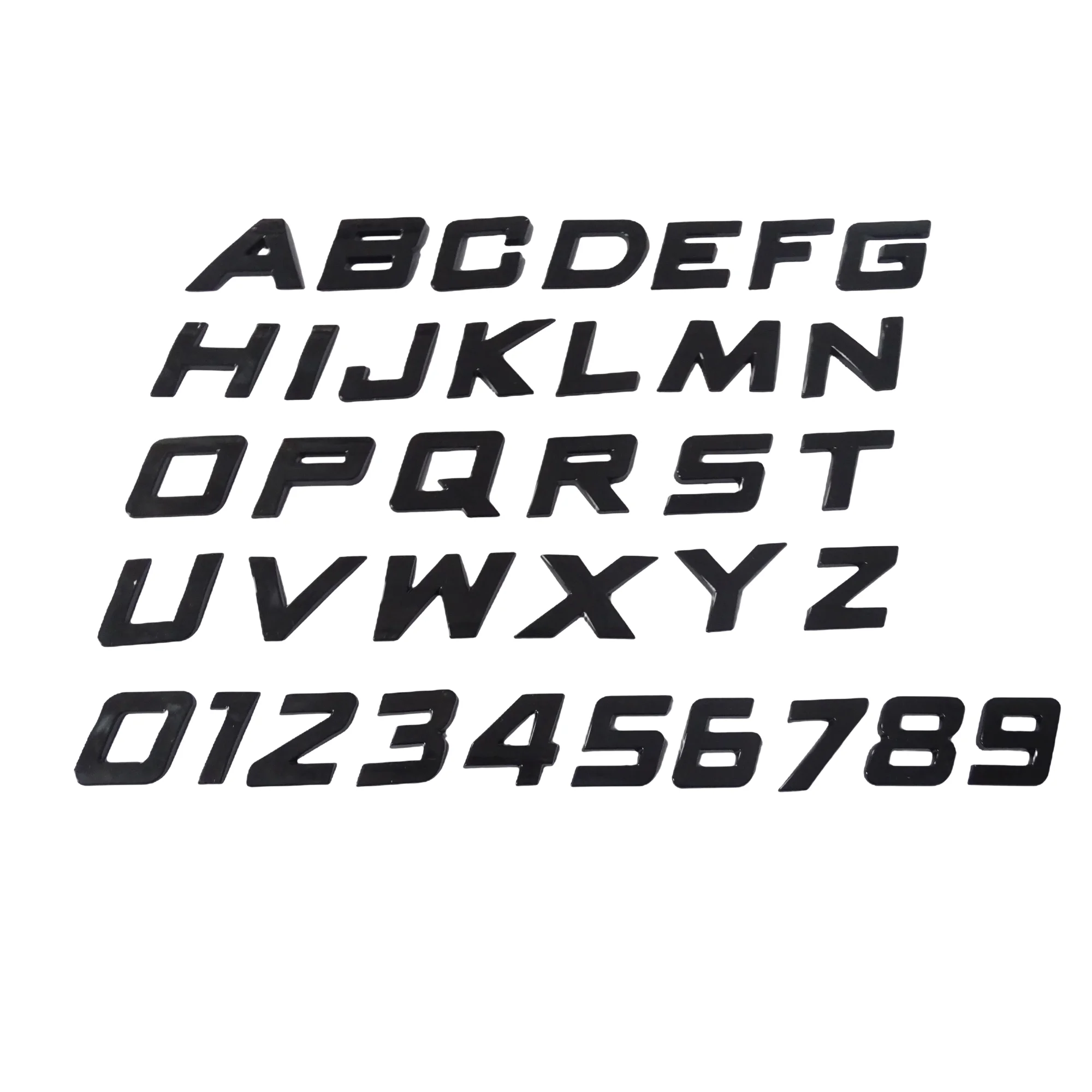 Glossy black 3D 2.5cm high Italic letters numbers self adhesive Alphabet make your own logo names auto emblem badge car stickers