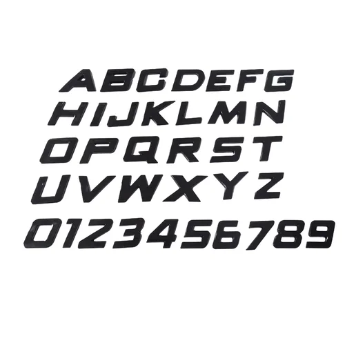 Imagen 1 del producto Negro brillante 3D 2,5 cm de alto letras cursivas números alfabeto autoadhesivo haz tus propios nombres de logotipo emblema automático insignia pegatinas de coche