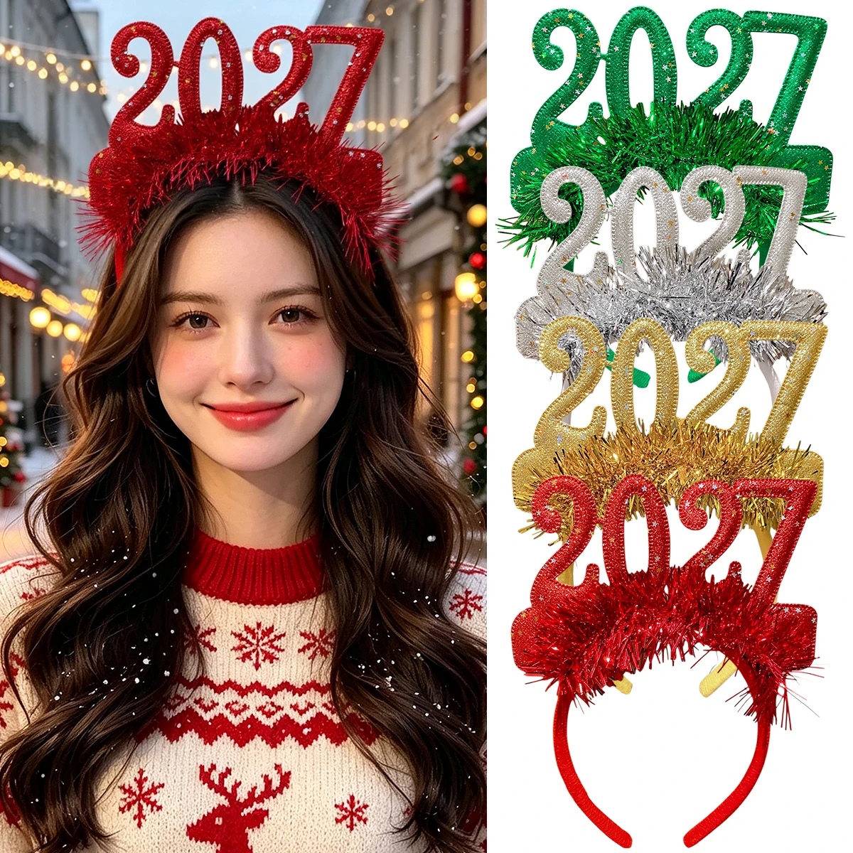 4-Pack New 2027 Digital Girls Hair Bands Fun Party Favor New Year Gift Girls Will Love Cute Headbands for Kids