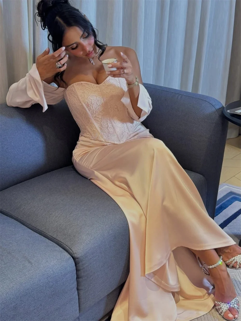 فساتين سهرة رسمية على شكل قلب طويلة مناسبة حسب الطلب للحفلات الراقصة الرعوية للجنسين جيرسي ريترو دبي السعودية العربية حسب الطلب