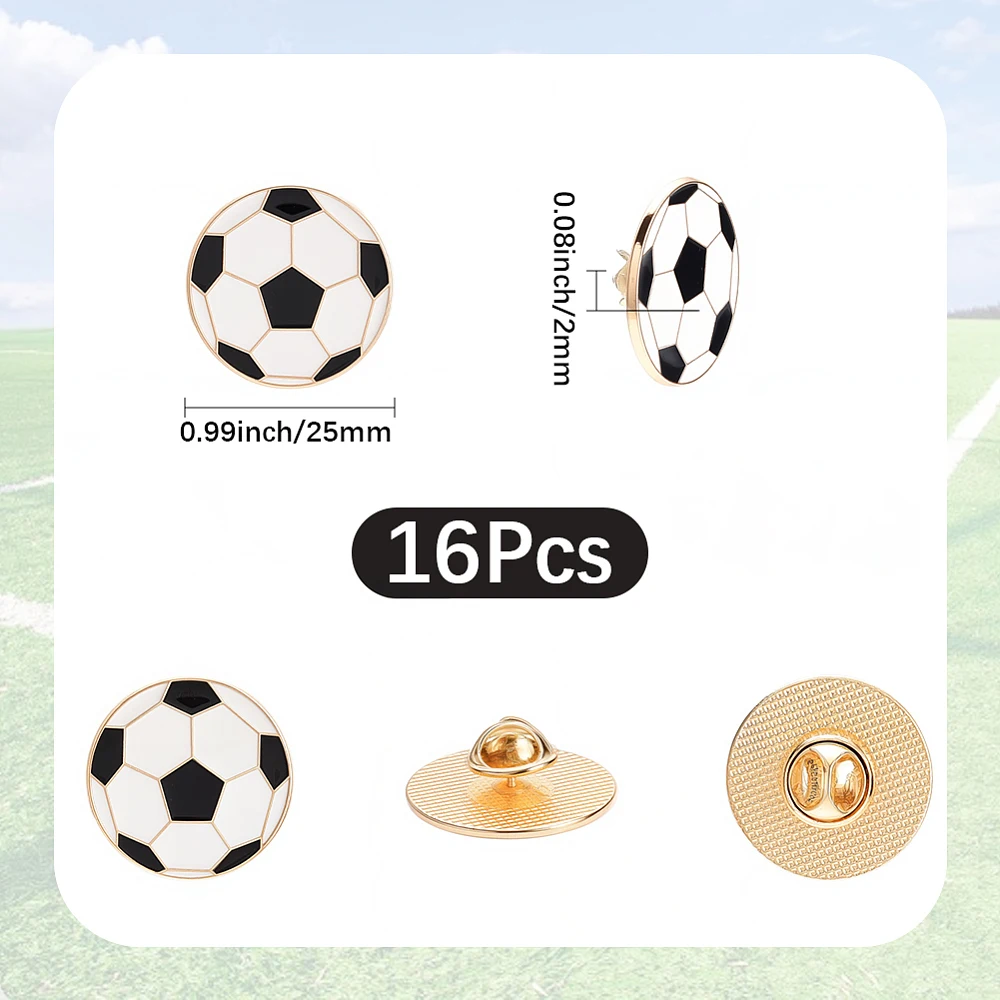 1 Box 16Pcs Soccer Enamel Pin Sports Brooch Pins Gold Alloy Sport Balls Big Five Football Leagues in Europe Themed Lapel Badge