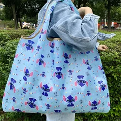 Kawaii Disney Stitch Tote Bags for Women Anime HelloKitty Large Capacity Shopping Bags Folding Storage Bag Handbags Gift