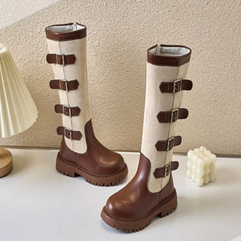 Children High Boots for Girls 2026 Autumn Winter New Fashion and Comfortable British Style Casual Versatile Trendy Leather Shoes