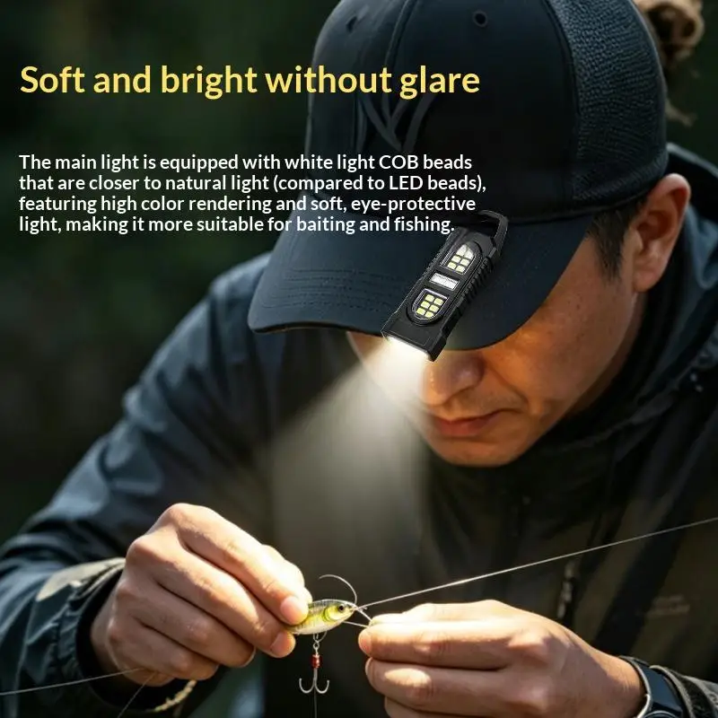 Portable Powerful Mini COB LED Keychain Flashlight USB Rechargeable Work Light for Emergency Outdoor Hiking