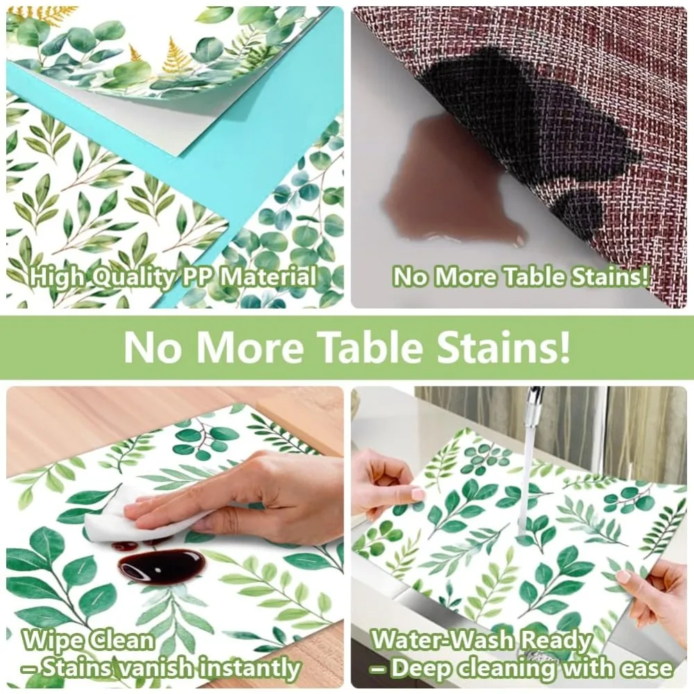 مجموعة مفارش زهور الكوبية والفراشات مكونة من 6,12 بوصة × 17 بوصة حصير طاولة قابل للغسل مقاوم للماء للمزرعة الداخلية والخارجية p