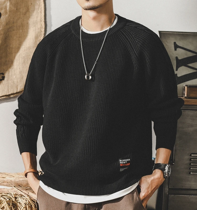 

American Sle Classic Heavyweight Retro Knitted Loose Men's Sweater Autumn Winter New Casual Overhead Knitted irt