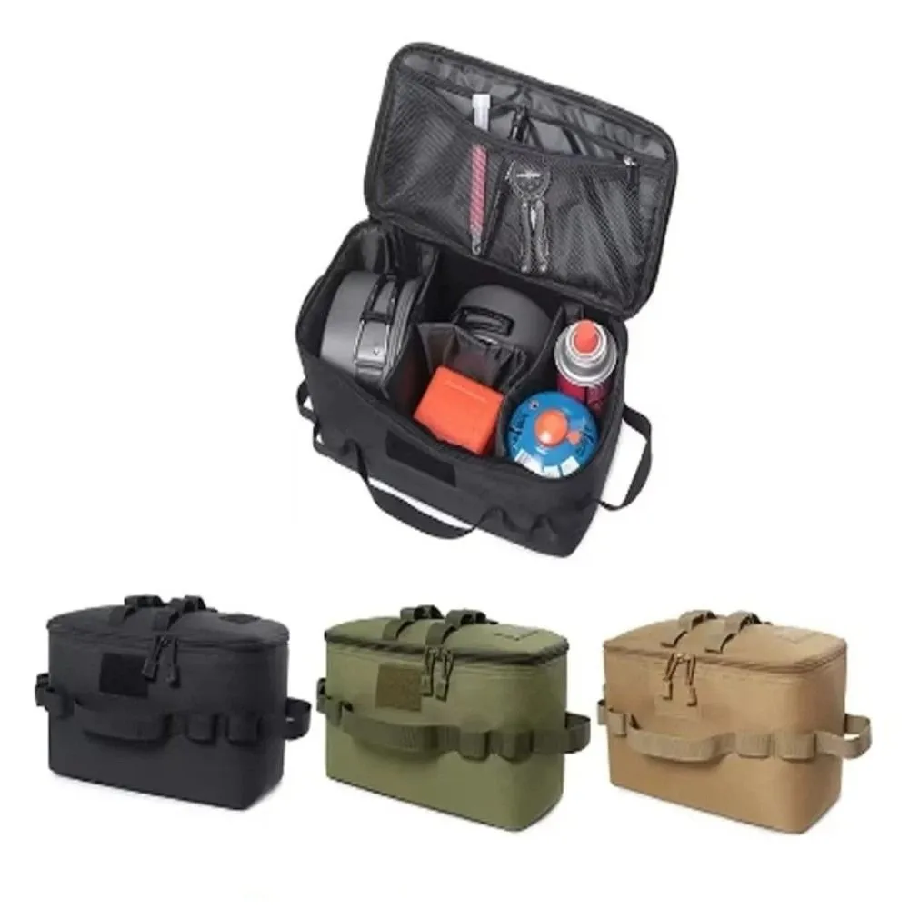 

Large Capacity Camping Storage Bag Multi-Pocket Water-Resistant Sack Picnic Bag Portable Durable Material Gas Stove Canister
