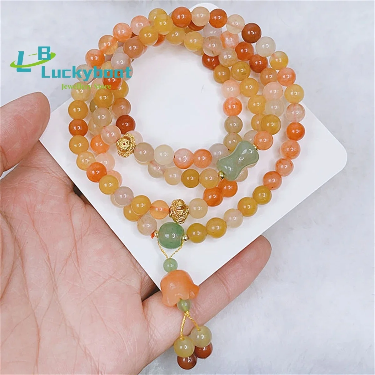 

Four Circle Gold Silk Jade Bracelet Women's Retro Ethnic Style Happiness Bell Orchid Pendant Beaded Handstring Hanfu Best Friend