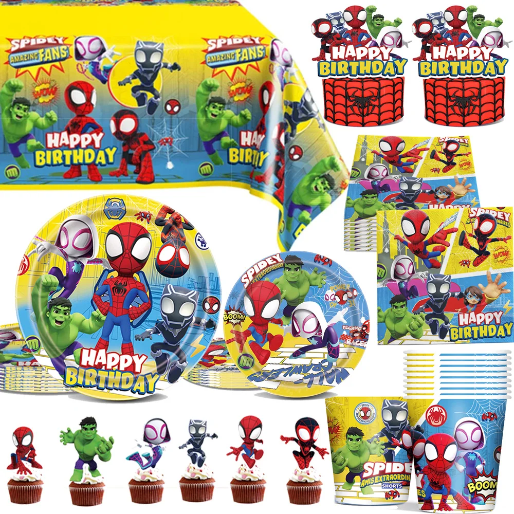 

Spidey And His Amazing Friends Party Supplies Decorations Plates Cups Balloons Tableware Banners Tablecloths Boys Baby Shower