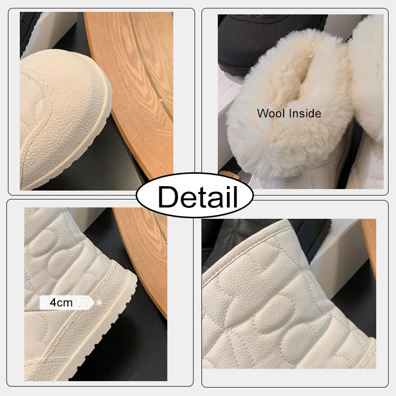 JOZHAMTA 2025 Winter Warm Snow Boots Women Ankle Boots Wool Fur Real Leather Flats Shoes Woman Outdoor Casual Working Size 35-40