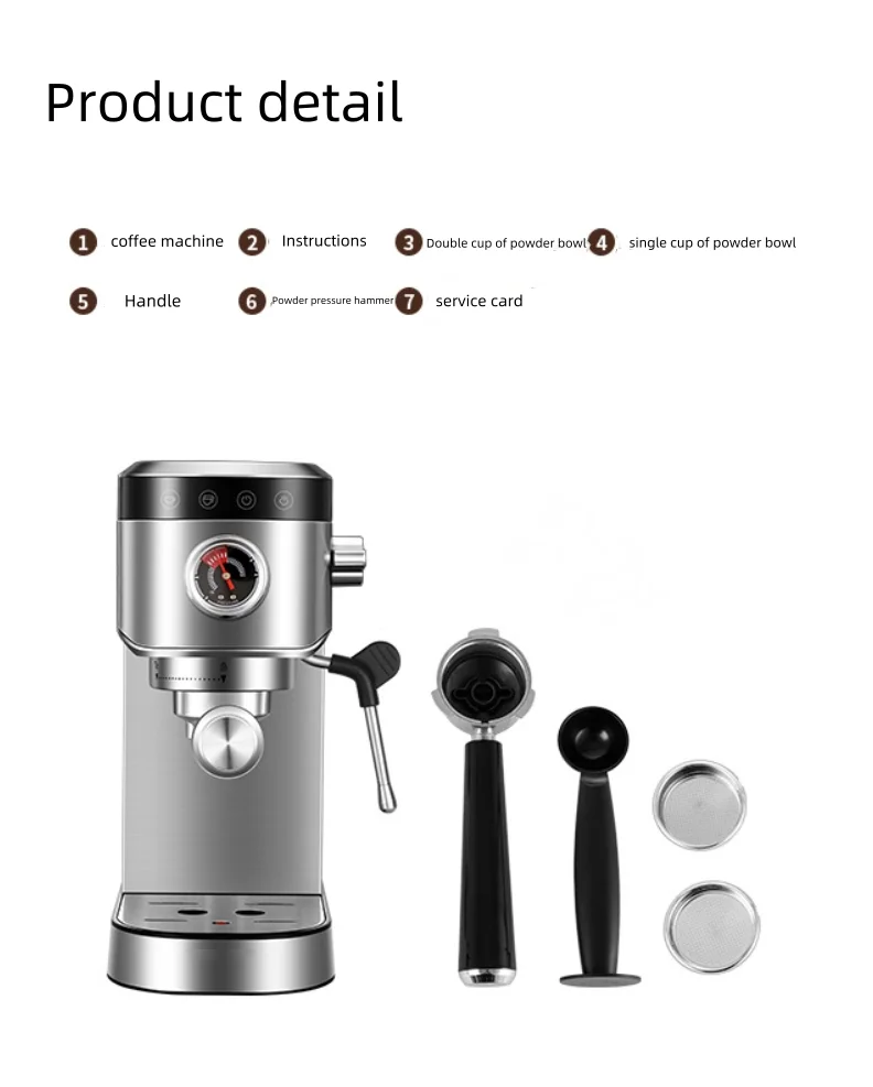 Italian Coffee Machine With Milk Froth Fast Semi-automatic Home Commercial Professional Electric coffee maker