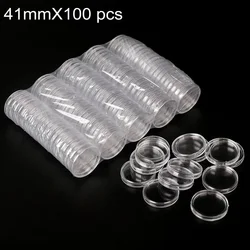 100pcs Transparent Round Boxes Coins Collection Large Capacity Plastic Capsules Cases 41mm*100 Capsules 1oz Coins Box Home