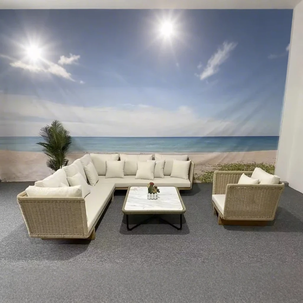 Conjunto de sofás para Patio, muebles de cuerda para ocio, jardín, conversación seccional, muebles de exterior, juego de sofás