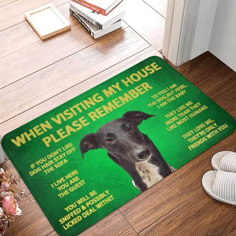 Please Remember Whippet Greyhound Dogs House Rules Doormat Anti-Slip Kitchen Mat Bedroom Balcony Floor Door Entrance Carpet Rug