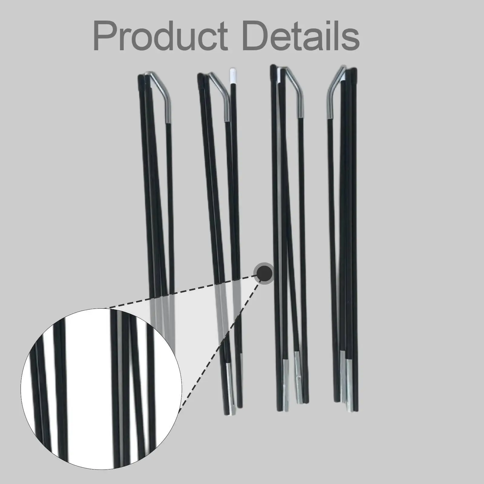 4 Pack Kids Tent Fiberglass Poles Sturdy Segment Design Replacement Fiberglass Struts
