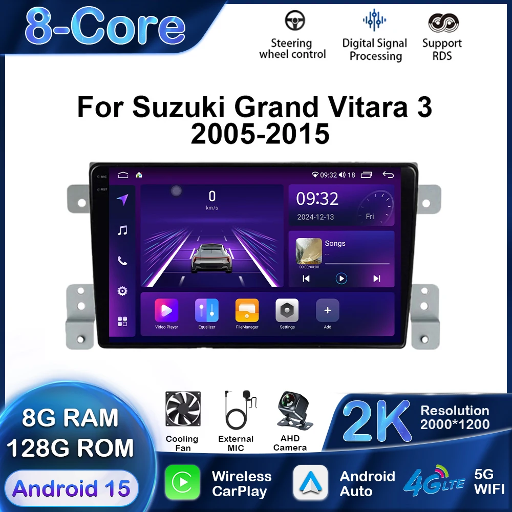 

Car Multimedia Player For Suzuki Grand Vitara 3 2005-2015 Android GPS Navigation Carplay Auto Stereo Radio Stereo DSP 2Din WIFI
