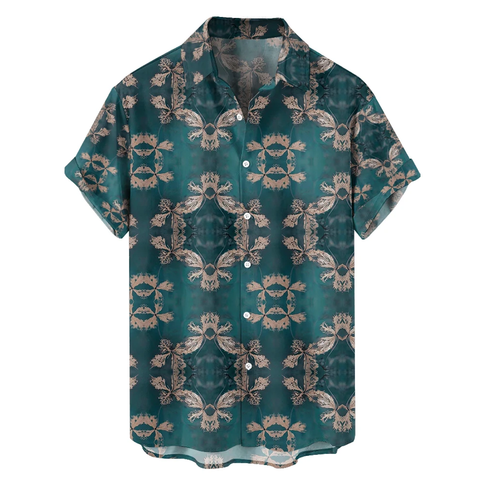 

Summer animal leisure travel large size short sleeve shirt Hawaiian style color contrast simple insect loose trend shirt