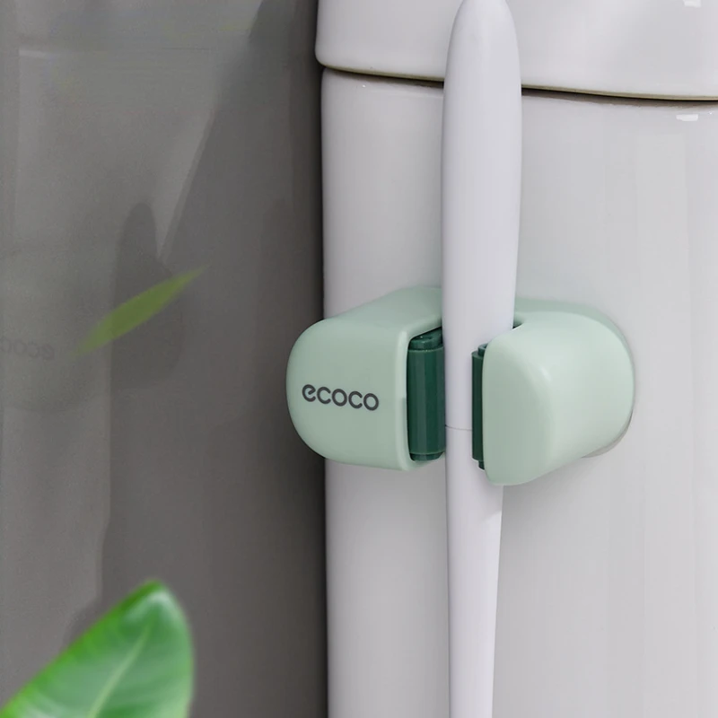 Ecoco Multi-Purpose Mop Broom Holder Wall Mounted Household Adhesive Storage Hanger Mop Hook Racks Kitchen Bathroom Organizer