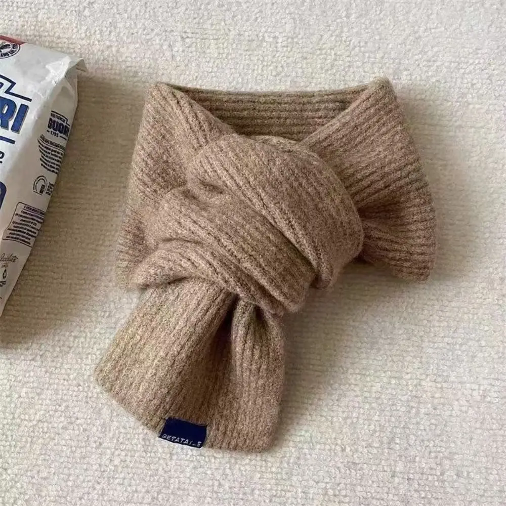 

Шарф-воротник однотонный, вязаный, из шерсти, утолщенный, для девочек