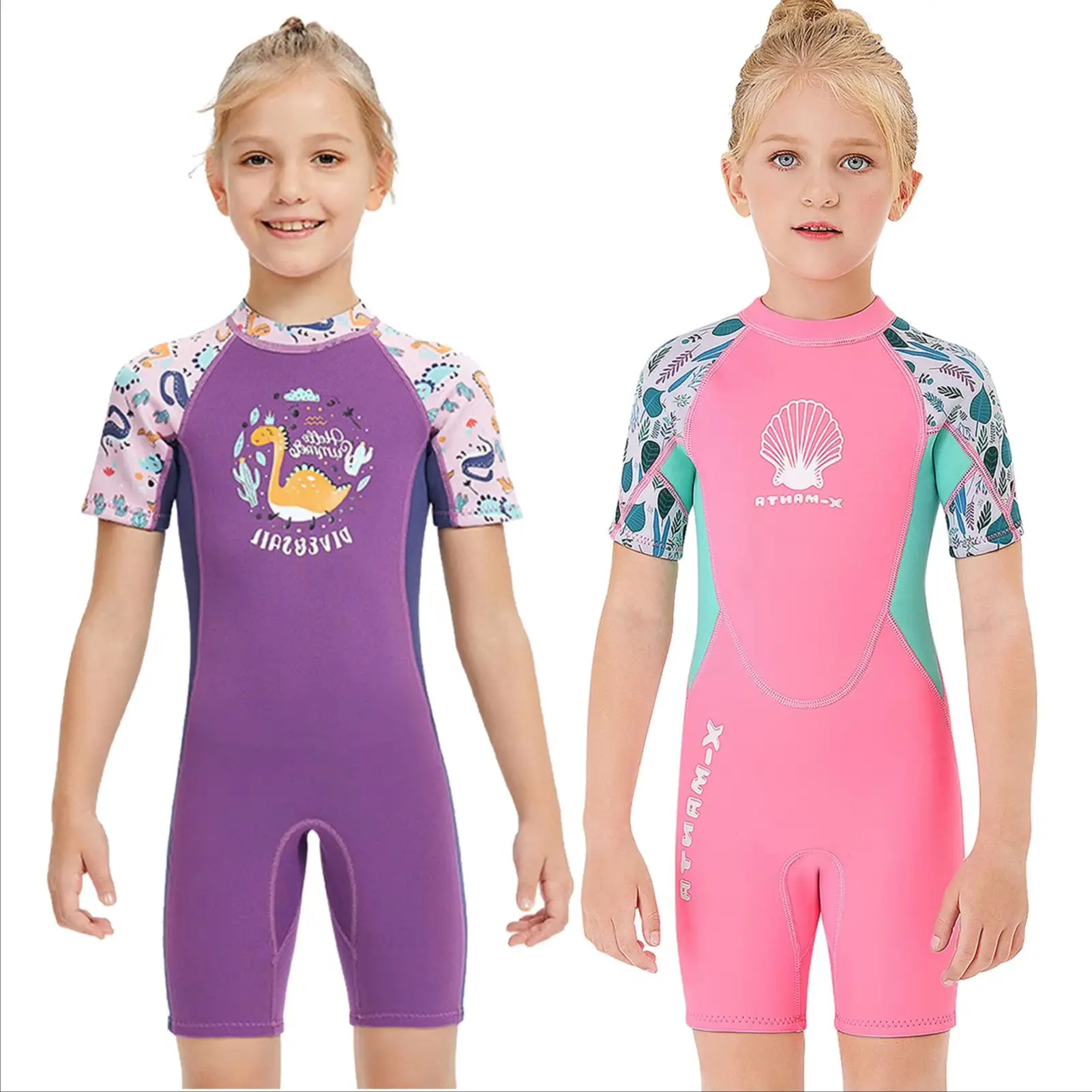 One-Piece Girls Wetsuit,2.5MM Neoprene Diving Suit,Children's Swimsuit,Printed Warm Anti-UV Surfing Jumpsuits,Jellyfish Swimwear