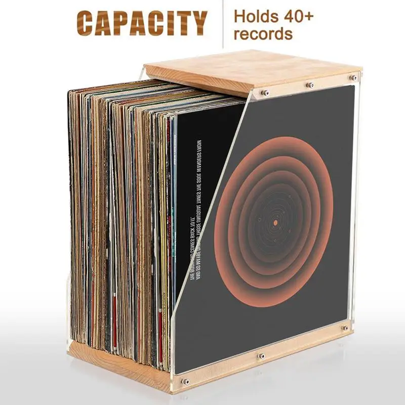 Platten halter für Alben Schreibtischst änder Platten organisator klar großes Display Rack Rekord Album halter LP Aufbewahrung sbox Holz Desktop