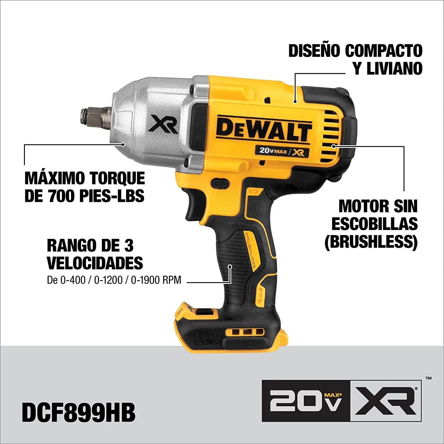 18V  max .20V DeWalt  DCF899 TYPE4  Replace for DCF899HB DCF899H DCF899P2 DCF899B DCF899HP2 High Torque Impact Wrench BODY ONLY