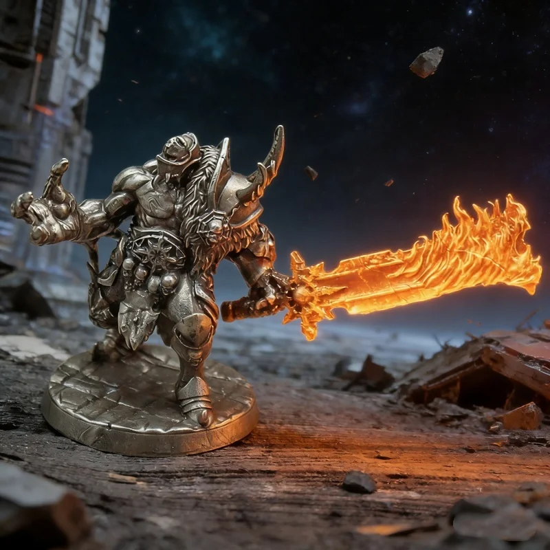 

Barbarian Warrior Figure Retro Solid White Copper Tribal Soldier Handicraft Desktop Ornament Board Game Piece For Boys