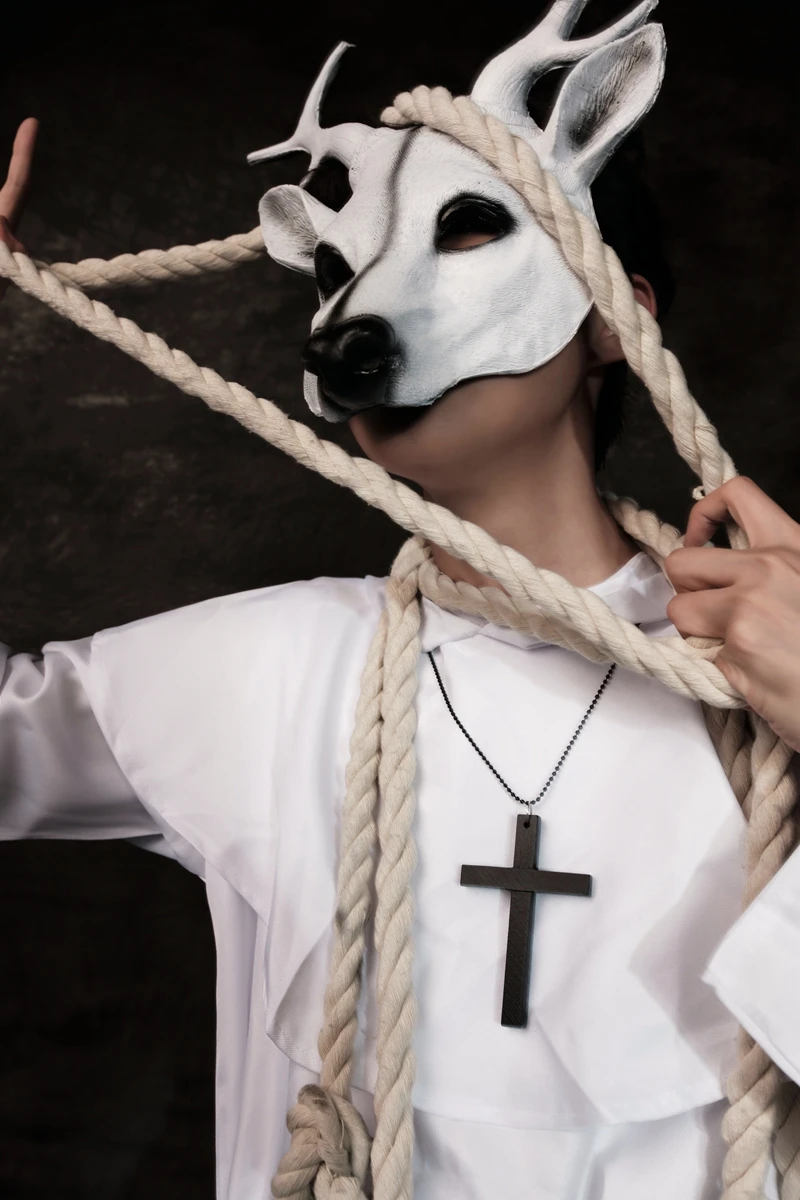 Halloween Cosplay Weiß Deer Maske für Männer Karneval Party Rave Maskerade Maske Anime Cosplay Requisiten Mardi gras Maske Geweih Decor