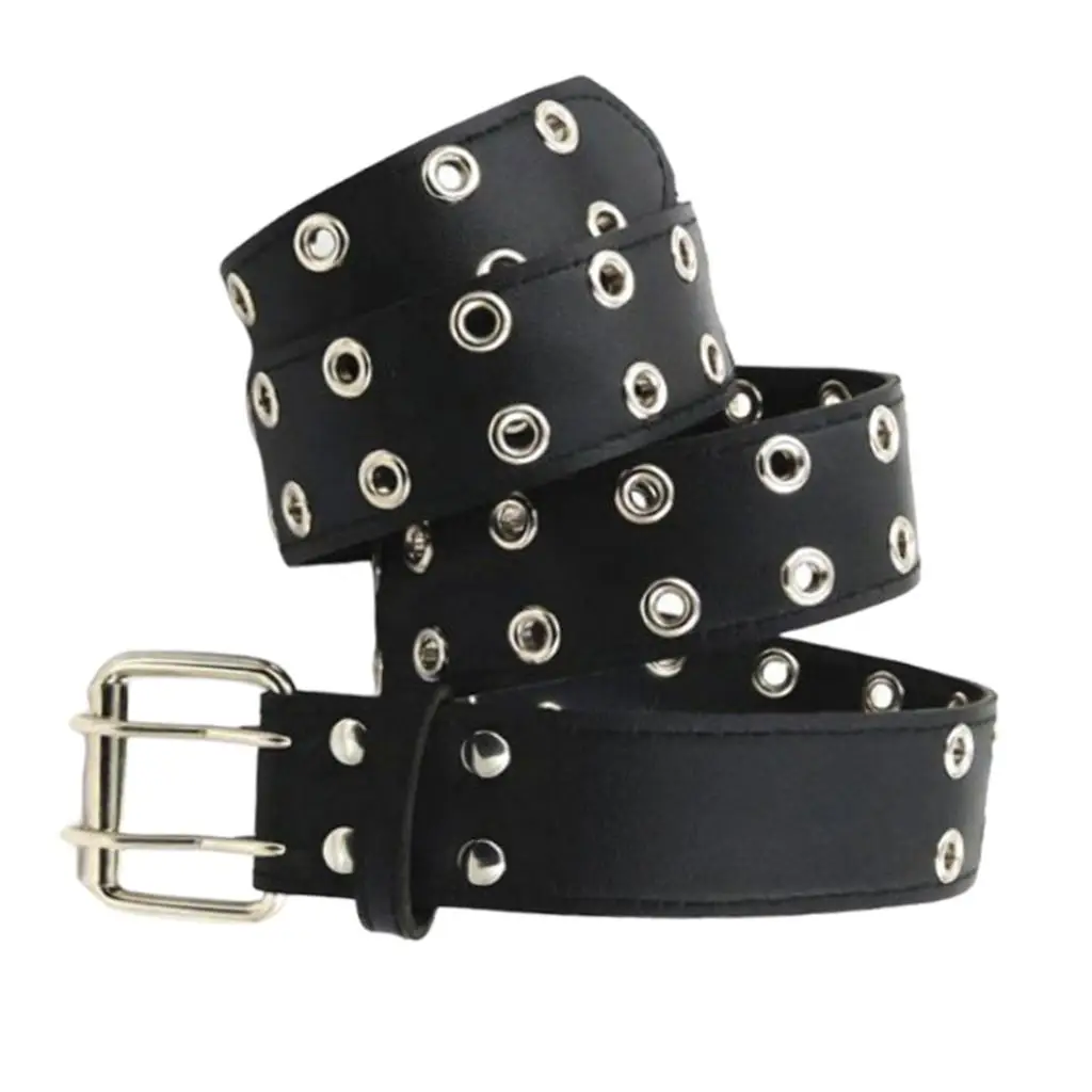 Cinto de couro retrô com fivela de pino duplo cintura larga cinch webbing