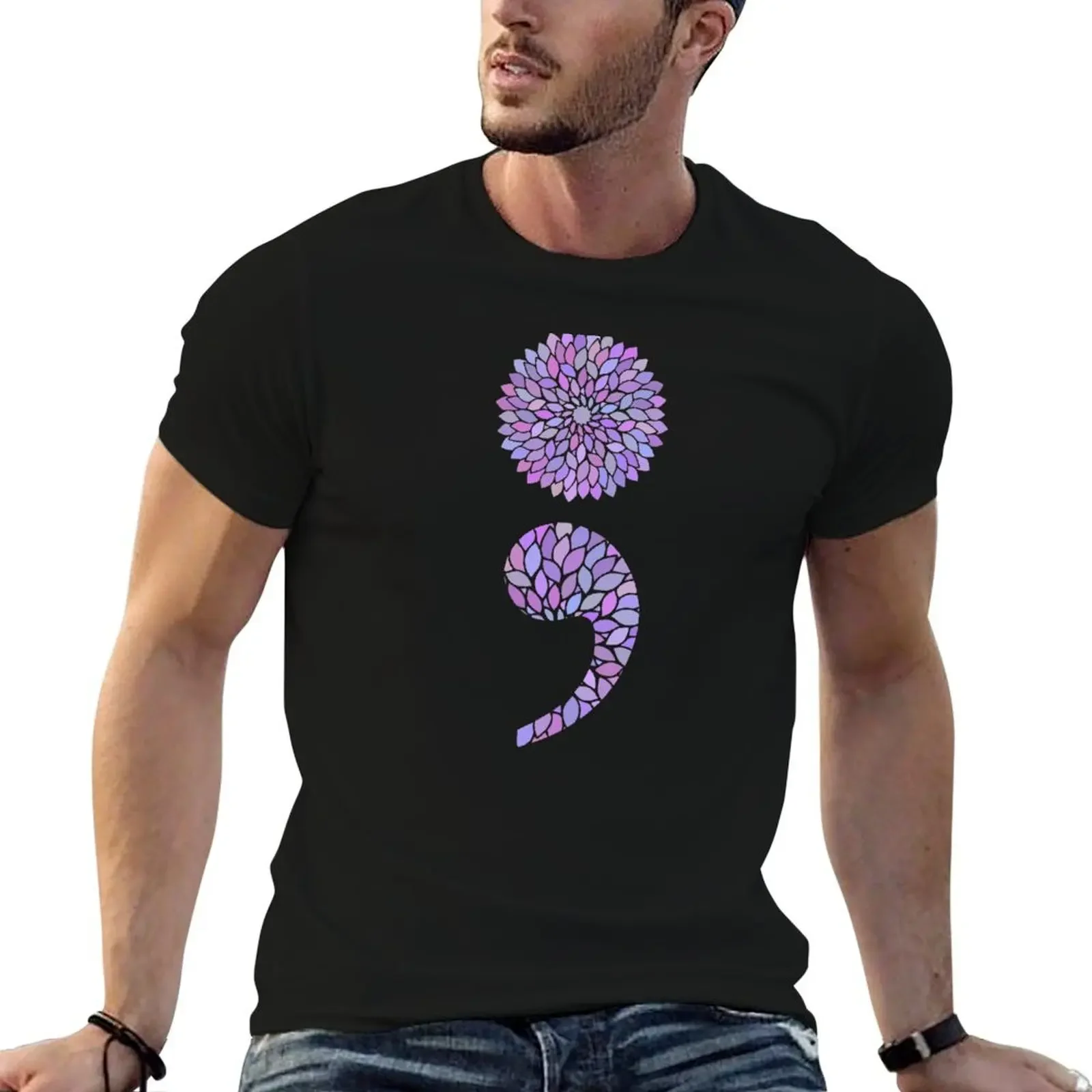 Semicolon Mandala T-Shirt anime stuff sublime oversized graphic tee clothing for men