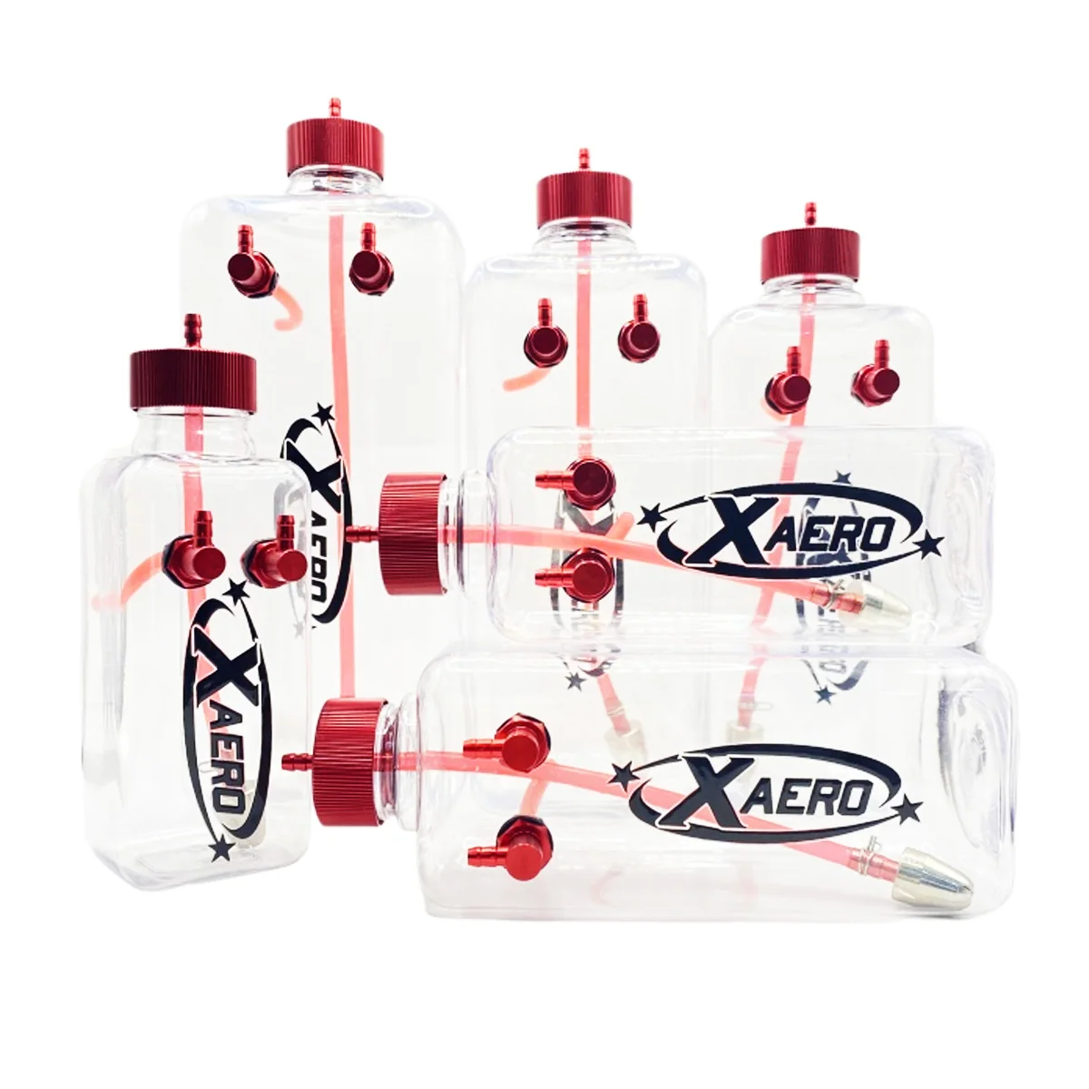 XAERO Fuel Tank Transparent Plastic Square Bottle 260/300/360/500/700/1000/1500 ML/CC CNC Aluminum Alloy for Gas Airplane Model