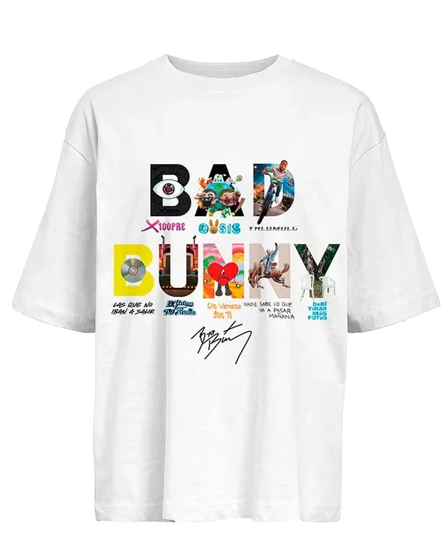 Bad Bunny Ablum Graphic T-shirt Oversized Women Men Short Sleeve Algodon Rower DTG The Bad Bunny House High Quality Clothing