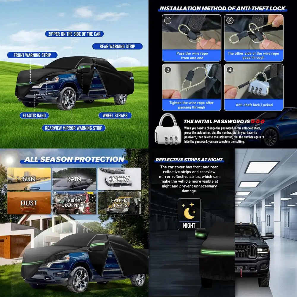 

Универсальный 6-слойный чехол для автомобиля на открытом воздухе для Dodge Ram 1500 1998-2023 годов выпуска, с замком и сумкой для хранения