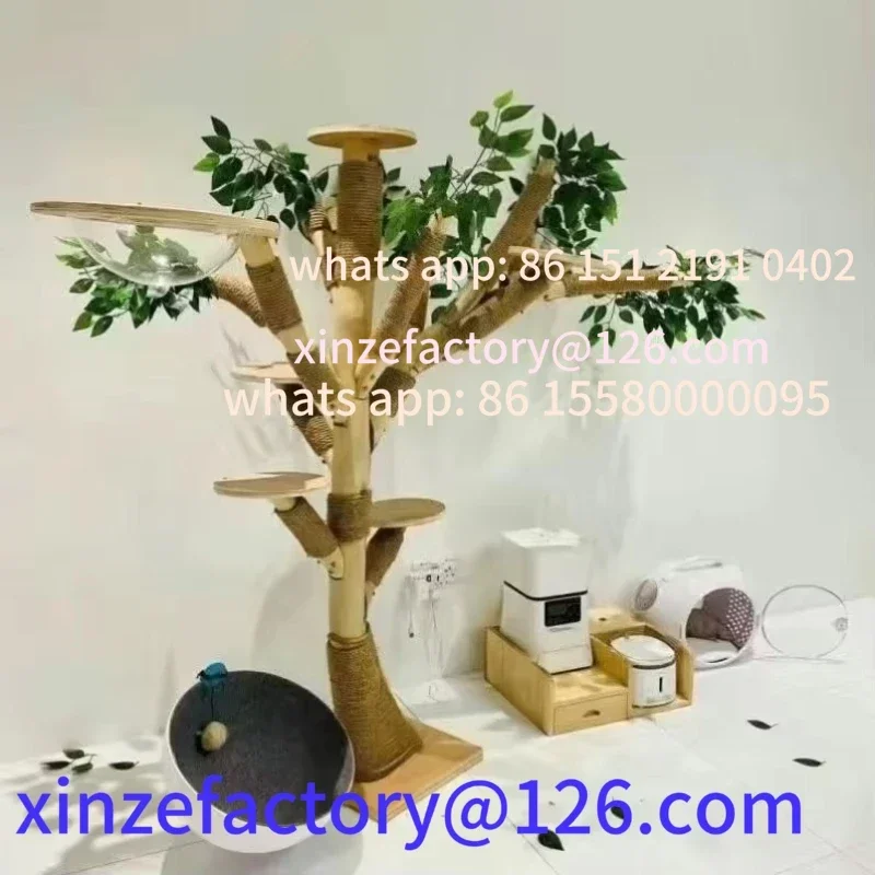 เตียงแมวไม้เนื้อแข็งที่ปรับแต่งได้ของโครงปีนเขารวมตัวขูดของเล่นที่ทนต่อการสึกหรอ