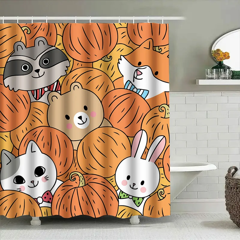 

Tuniu милые мультяшные животные тыква занавеска для душа для детей детский декор на Хэллоуин подарок