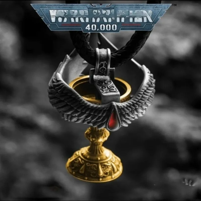 Pendant Necklace Divine Angel Wing Ring Holy Grail Pendant Set Gothic Vintage Jewelry for Men/Women Sacred Unisex Gift
