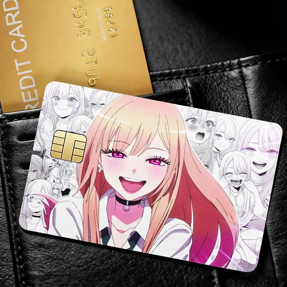 My D-Dress Up Darling Marin Kitagawa Credit Card Skin Stickers For VISA Bank Bus Metro Access Card Protective Film Cover Sticker